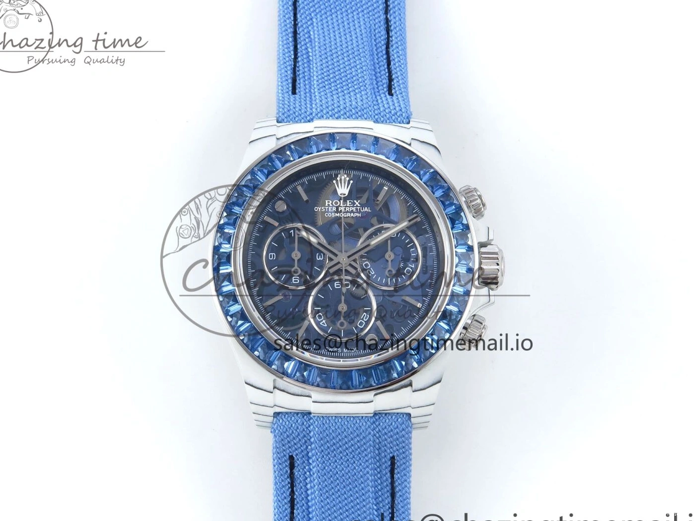 Carbon REMOULD Blue on Dial Bezel Edition DD4802 White Diamonds GETF Best Strap Blue Skeleton ZIF Nylon Blue Daytona 0331